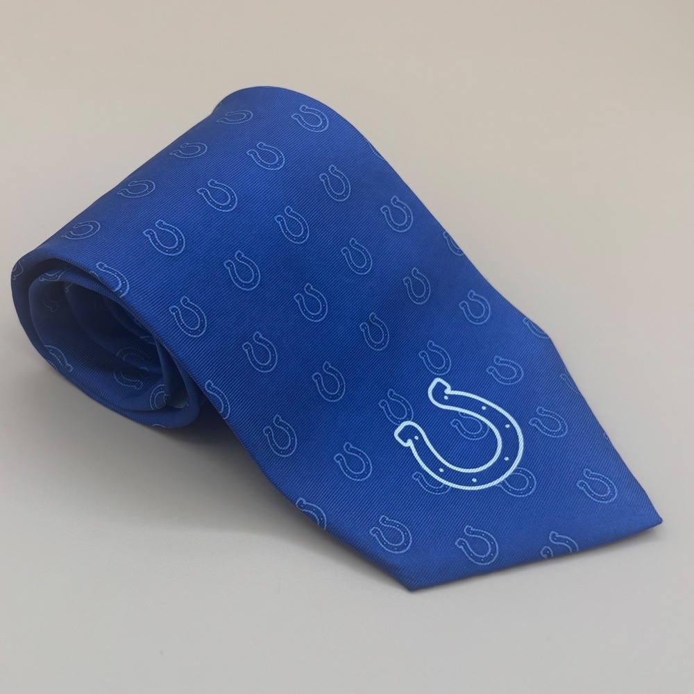 NFL Indianapolis Colts Ralph Marlin Blue Tonal Horseshoe Logo Mens Silk Tie 2005